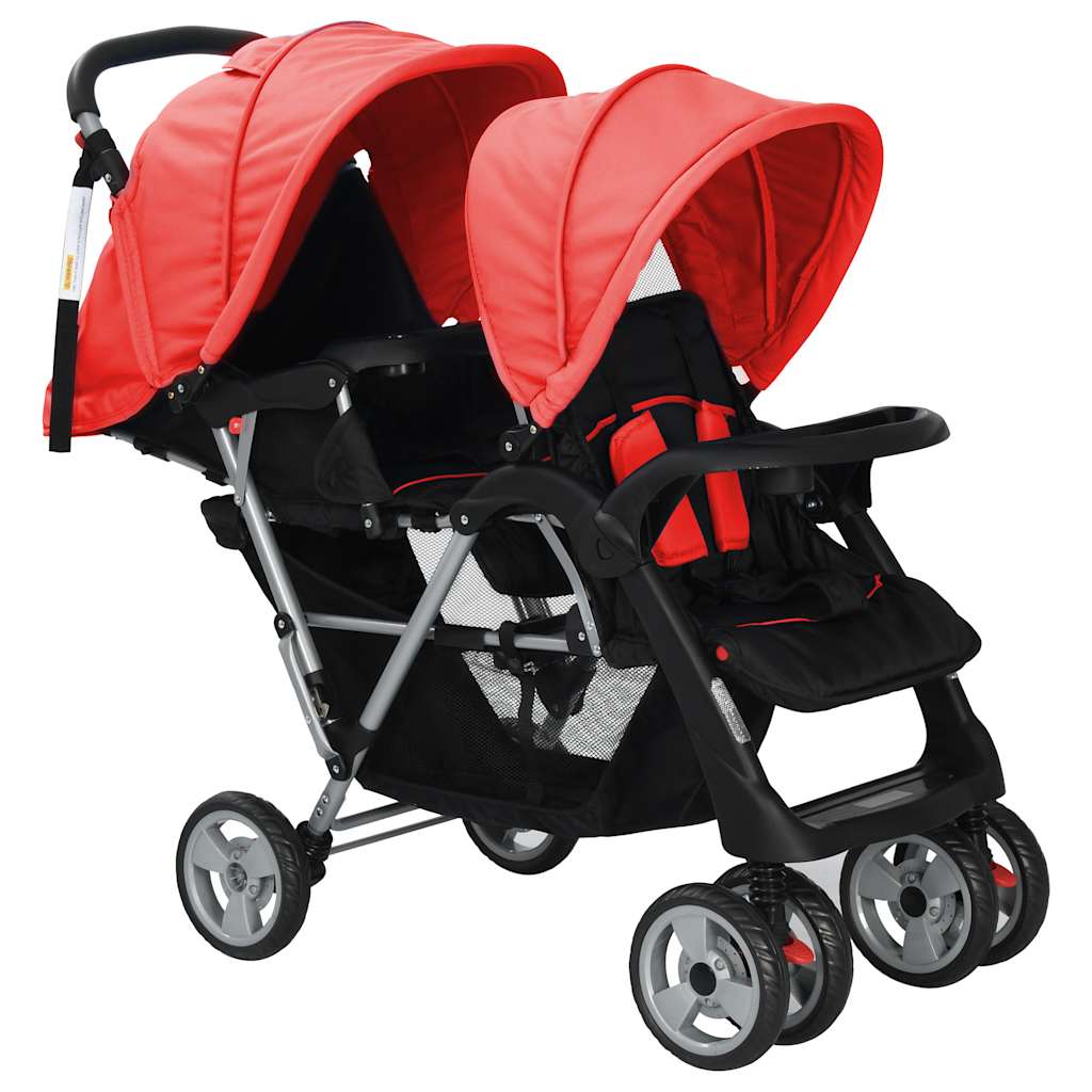 Tandem-Kinderwagen Stahl Und Schwarz