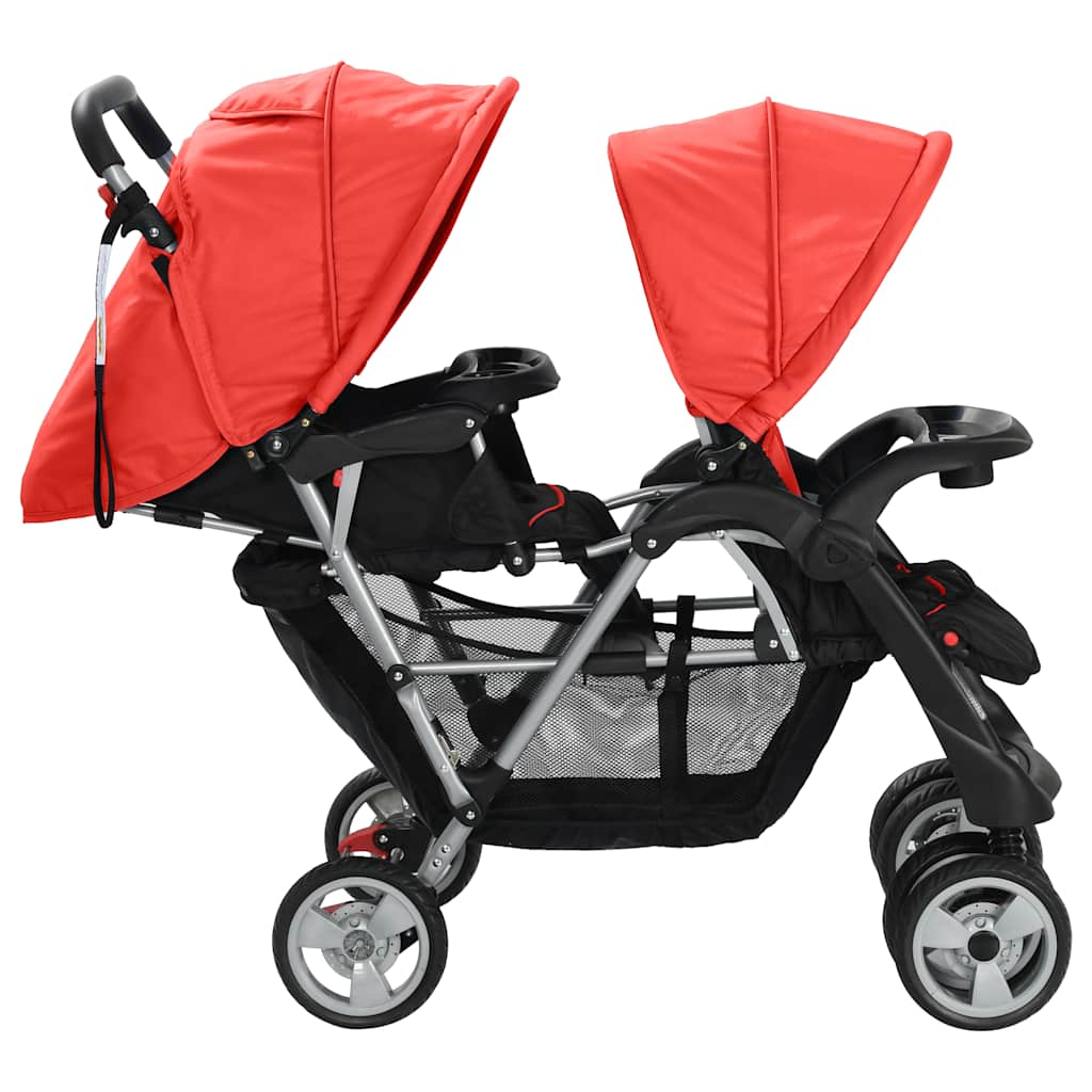 Tandem-Kinderwagen Stahl Und Schwarz