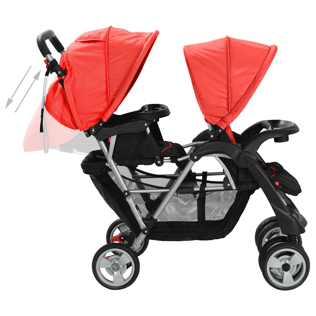 Tandem-Kinderwagen Stahl Und Schwarz