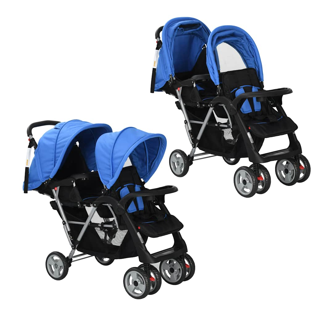 Tandem-Kinderwagen Stahl Und Schwarz