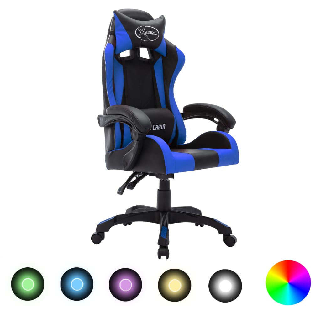 Gaming-Stuhl Mit Rgb Led-Leuchten Und Schwarz Kunstleder