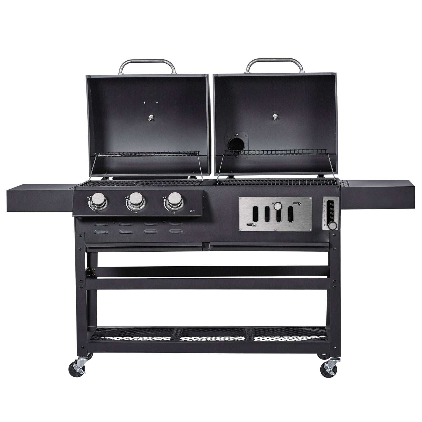 Multifunktions Gas und Holzkohlen Kombigrill